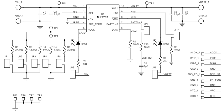 Schematic - Monolithic Power Systems (MPS) EV2703-RP-00A Battery Diagnostic Evaluation Board